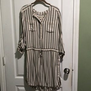 Loft XS cream and black stripe dress